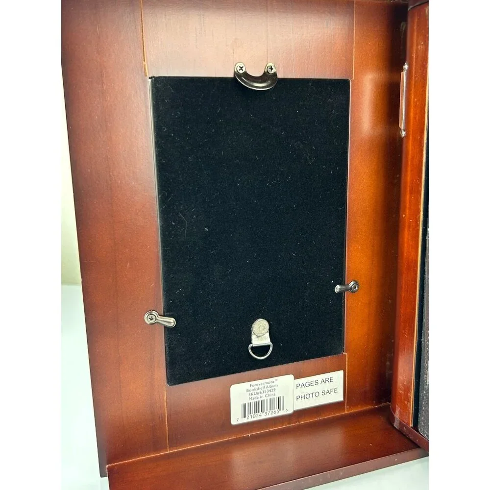 Lenox Forevermore Bookshelf Photo Album Wood Silver Tone Hearts Storage READ